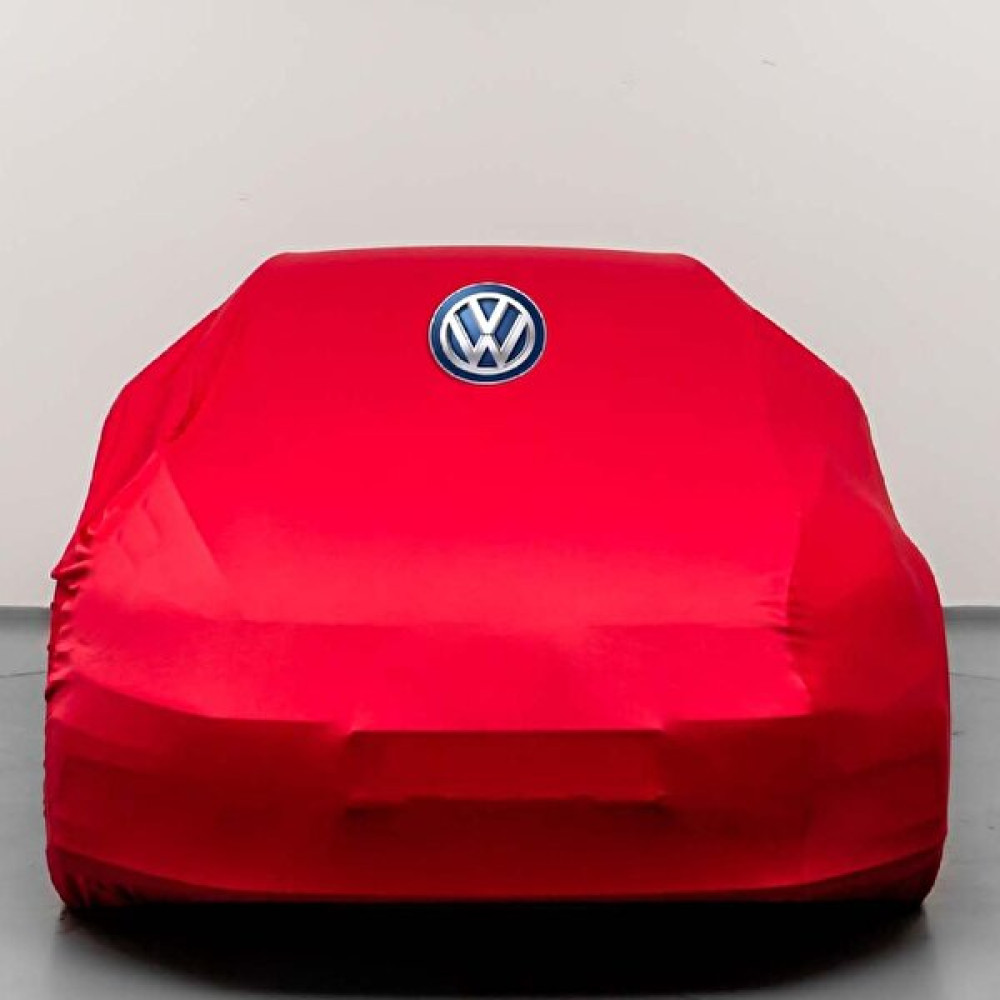 Teksin Volkswagen Polo 6 (2017-2020) Kumaş Logolu Oto Branda - Penye Örtü Kırmızı Oto Branda Fiyatı