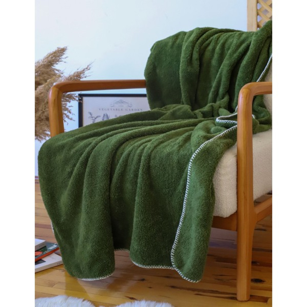 Tekstil Home Çift Taraflı Wellsoft Tv Battaniyesi 100X170CM Koltuk Şalı, Yumuşak Tüylü Peluş Polar - Yeşil - 100 x 170 cm Battaniye Fiyatı