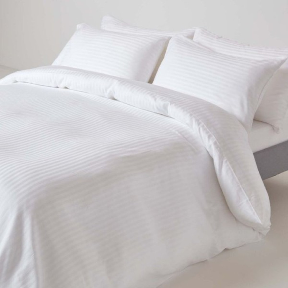 Tekstil Home Lüx 83 Tel Çift Kişilik Çizgili Pamuk Saten Nevresim Takımı Otel Tipi - Beyaz - 200 x 230 cm Nevresim Takımı Fiyatı