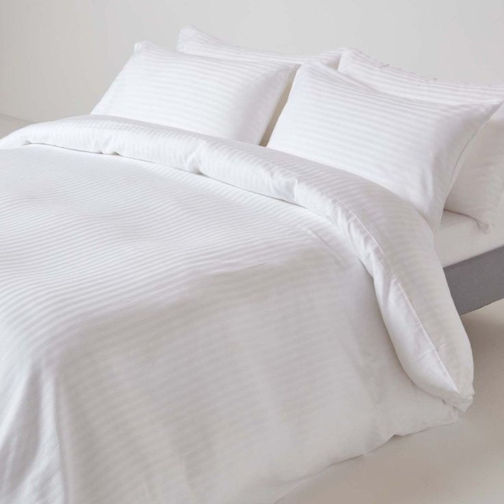Tekstil Home Lüx 83 Tel Çift Kişilik Çizgili Pamuk Saten Nevresim Takımı Otel Tipi - Beyaz - 200 x 230 cm Nevresim Takımı Fiyatı