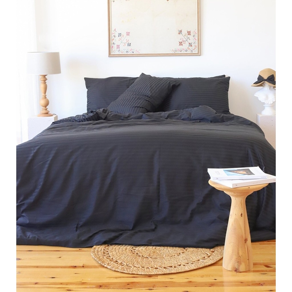 Tekstil Home Lüx Otel Serisi Çift Kişilik Pamuk Saten Nevresim Takımı Çarşaf Lastikli Fitted 160 x 200 cm - Siyah Nevresim Takımı Fiyatı