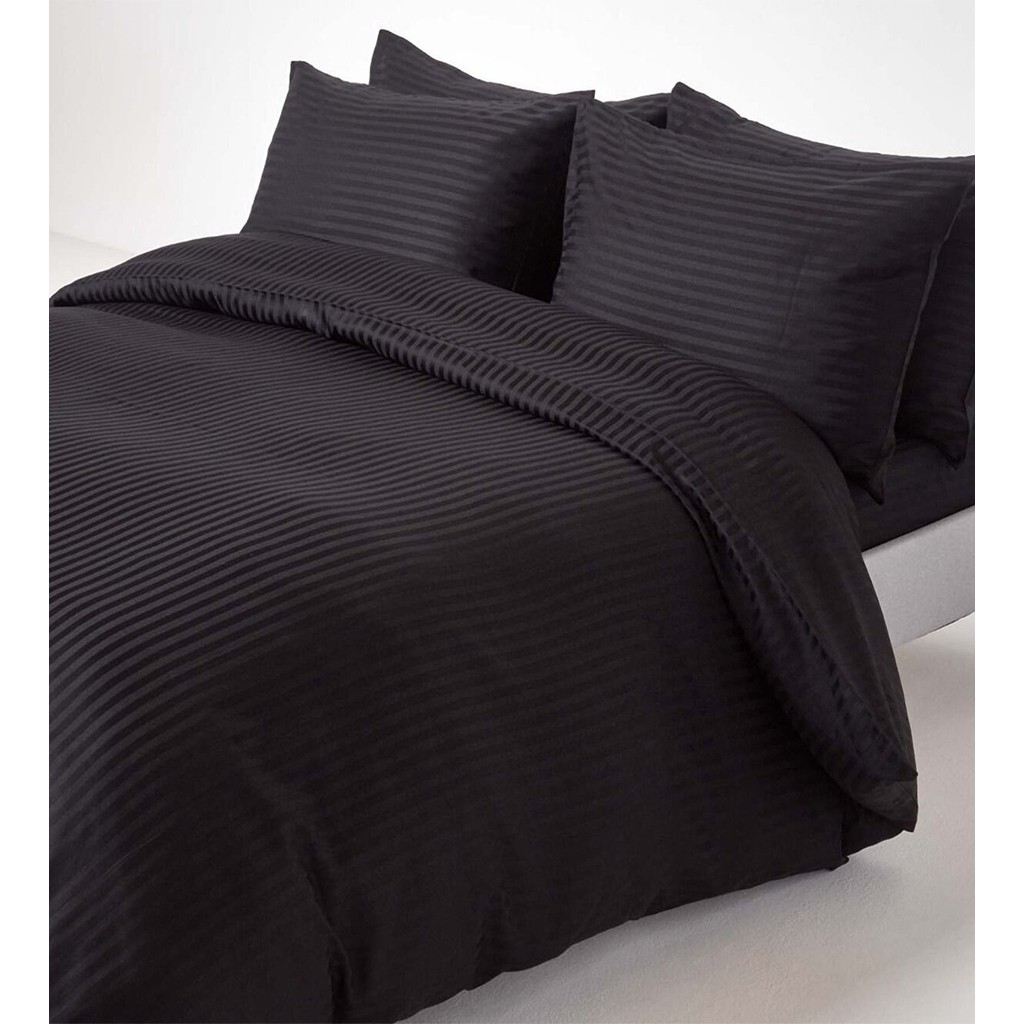Tekstil Home Lüx Otel Serisi Lastikli Çizgili Pamuk Saten Nevresim Takımı Siyah Çift Kişilik Çeyizlik - 160 x 200 cm Nevresim Takımı Fiyatı