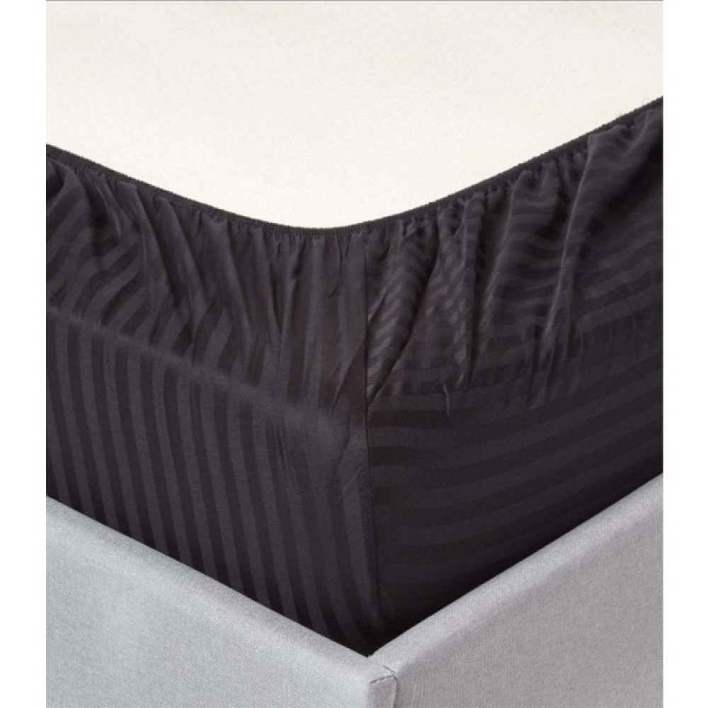 Tekstil Home Lüx Otel Serisi Lastikli Çizgili Pamuk Saten Nevresim Takımı Siyah Çift Kişilik Çeyizlik - 180 x 200 cm Nevresim Takımı Fiyatı