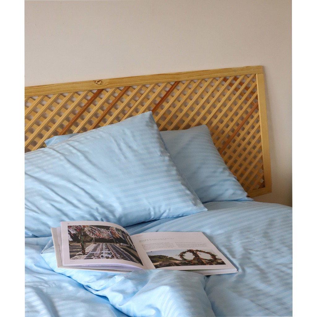 Tekstil Home Lüx Otel Serisi Tek Kişilik Lastikli Çarşaflı Çizgili Pamuk Saten Nevresim Takımı - Açık Mavi - 100 x 200 cm Nevresim Takımı Fiyatı