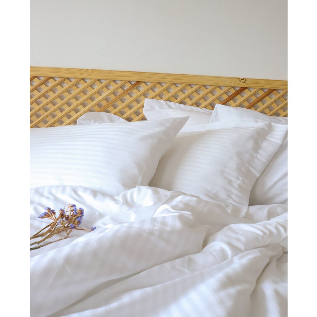 Tekstil Home Lüx Otel Serisi Tek Kişilik Lastikli Çarşaflı Çizgili Pamuk Saten Nevresim Takımı - Beyaz - 100 x 200 cm Nevresim Takımı Fiyatı