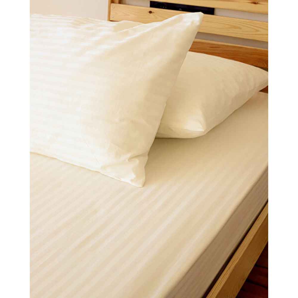 Tekstil Home Lüx Otel Serisi Tek Kişilik Lastikli Çarşaflı Çizgili Pamuk Saten Nevresim Takımı - Ekru - 160 x 200 cm Nevresim Takımı Fiyatı