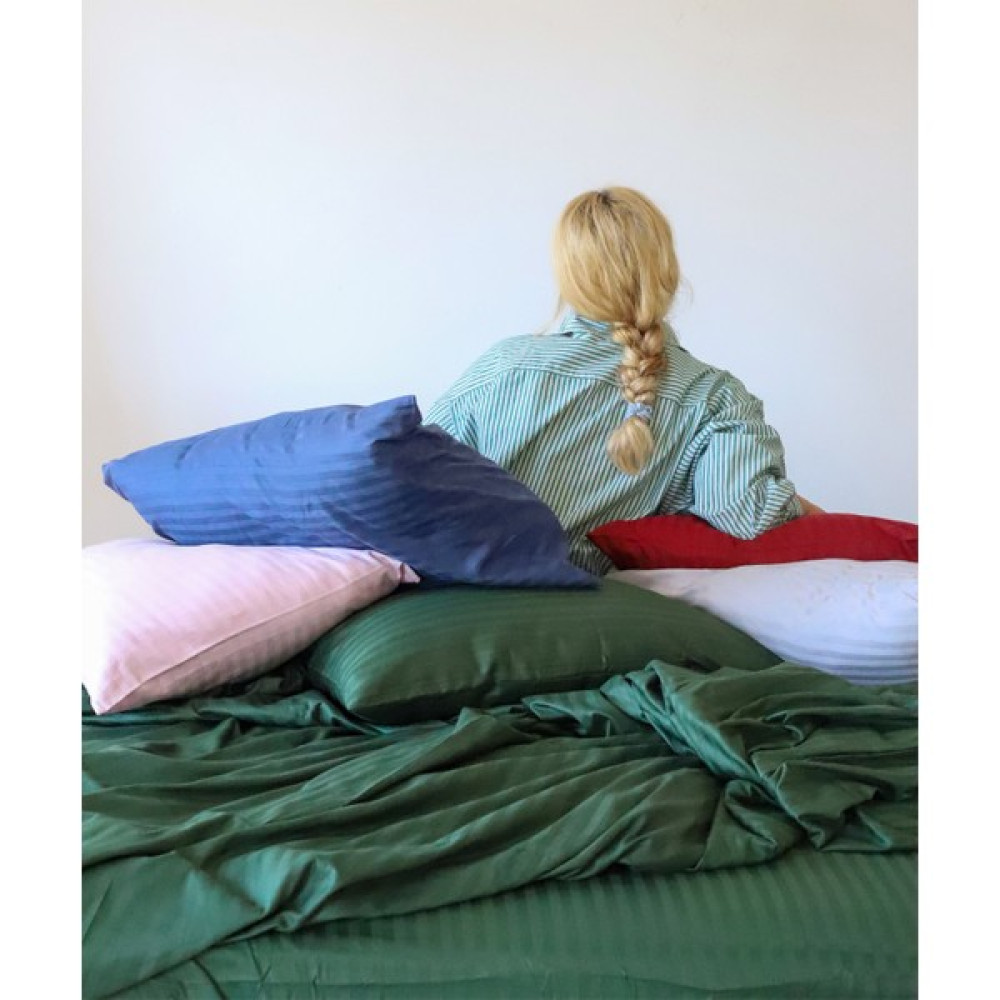 Tekstil Home Lüx Otel Serisi Tek Kişilik Lastikli Çarşaflı Çizgili Pamuk Saten Nevresim Takımı - Koyu Yeşil - 160 x 200 cm Nevresim Takımı Fiyatı