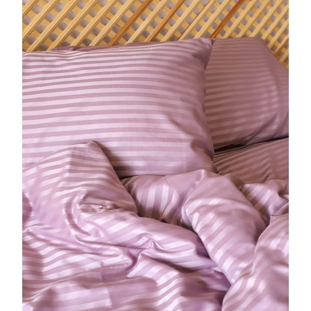 Tekstil Home Lüx Otel Serisi Tek Kişilik Lastikli Çarşaflı Çizgili Pamuk Saten Nevresim Takımı - Mürdüm - 100 x 200 cm Nevresim Takımı Fiyatı