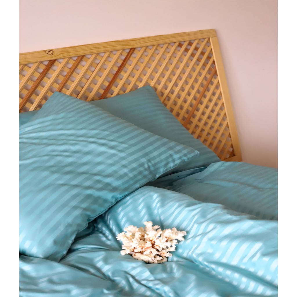 Tekstil Home Lüx Otel Serisi Tek Kişilik Lastikli Çarşaflı Çizgili Pamuk Saten Nevresim Takımı - Turkuaz - 100 x 200 cm Nevresim Takımı Fiyatı