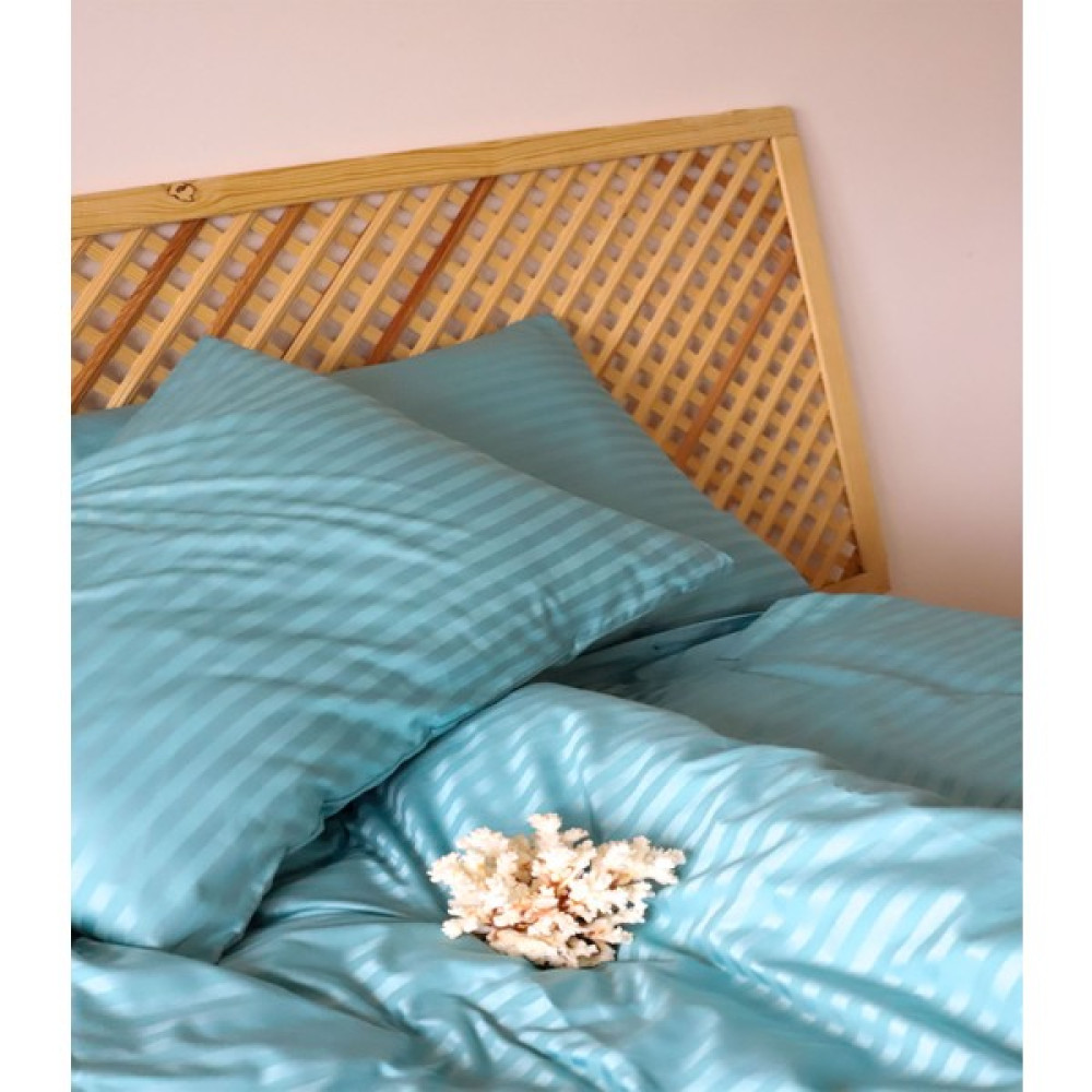 Tekstil Home Lüx Otel Serisi Tek Kişilik Lastikli Çarşaflı Çizgili Pamuk Saten Nevresim Takımı - Turkuaz - 160 x 200 cm Nevresim Takımı Fiyatı