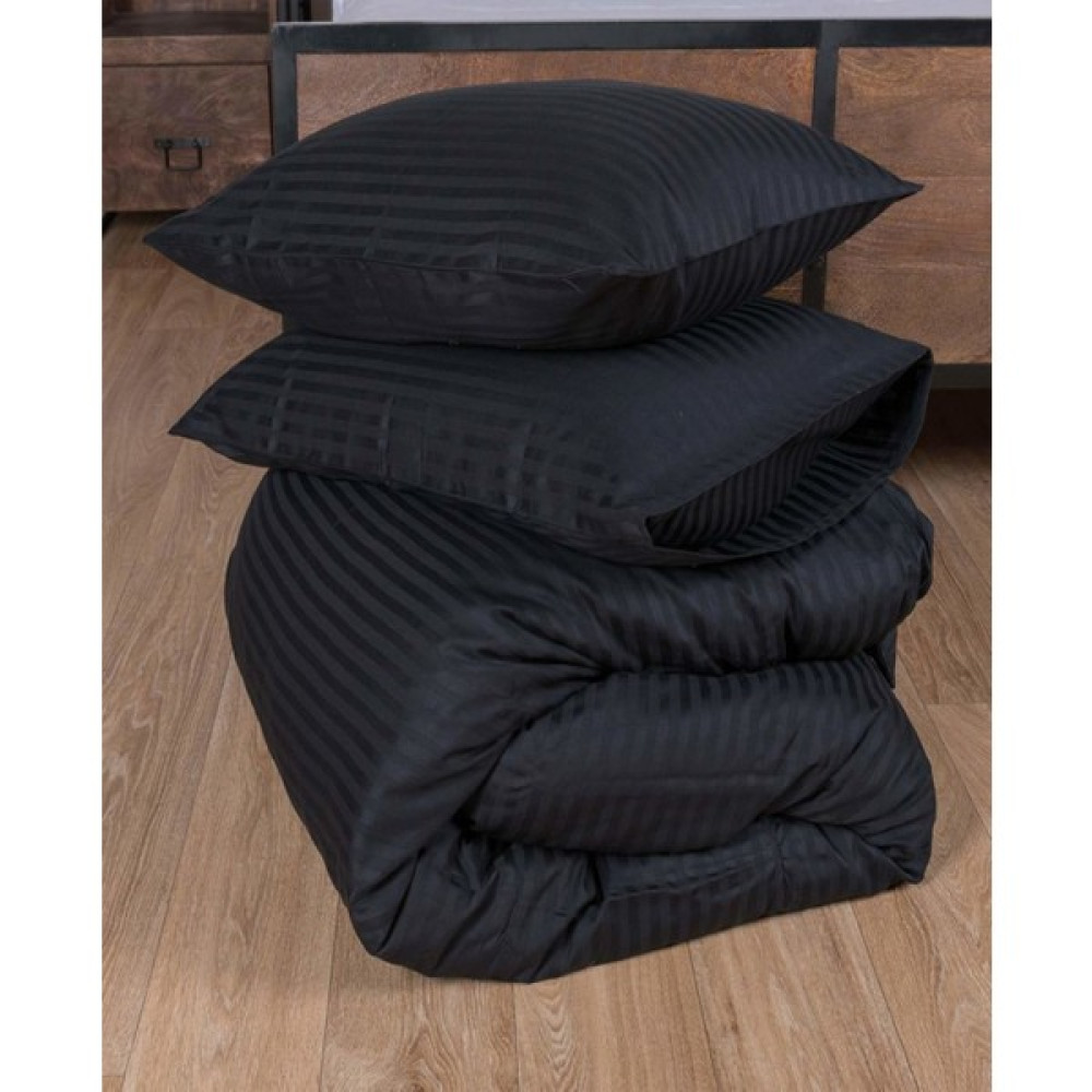 Tekstil Home Tek Kişilik Lastikli Çizgili Pamuk Saten Nevresim Takımı Genç Çocuk - 160 x 200 cm - Siyah Nevresim Takımı Fiyatı