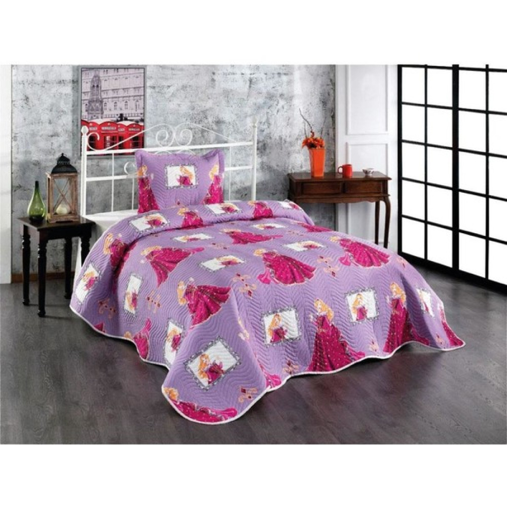 Tekstil Sepeti Queen Tek Kişilik Baskılı Kapitone Yatak Örtüsü - Pembe - 170 x 240 cm Yatak Örtüsü Fiyatı