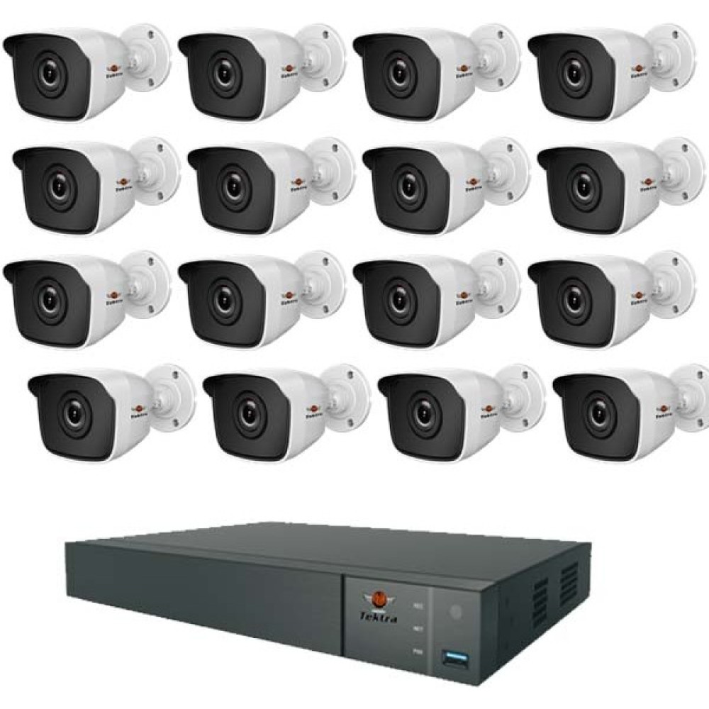 Tektra 16'lı Set 16 Adet Kamera + 1 Adet 16 Kanal TVT H65 Kayıt Cihazı Güvenlik Kameraları Fiyatı