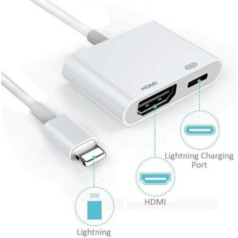 Telefon Için HDMI Dijital Tv / Av Adaptör Kablosu Apple iPhone iPad 5 6 7 8 Artı x - Beyaz Bilgisayar Çevirici ve Adaptörü Fiyatı