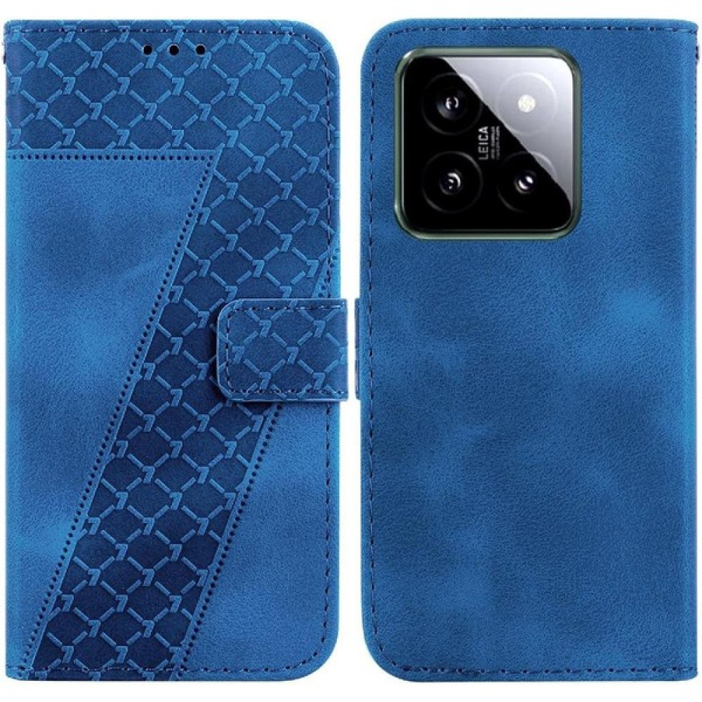 Telefon Kılıfı Için Xiaomi 14 Pu Deri Kabartmalı Desen Cüzdan Flip Folio (Yurt Dışından) - Mavi Cep Telefonu Kılıfı Fiyatı