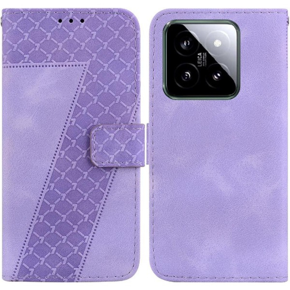 Telefon Kılıfı Için Xiaomi 14 Pu Deri Kabartmalı Desen Cüzdan Flip Folio (Yurt Dışından) - Mor Cep Telefonu Kılıfı Fiyatı