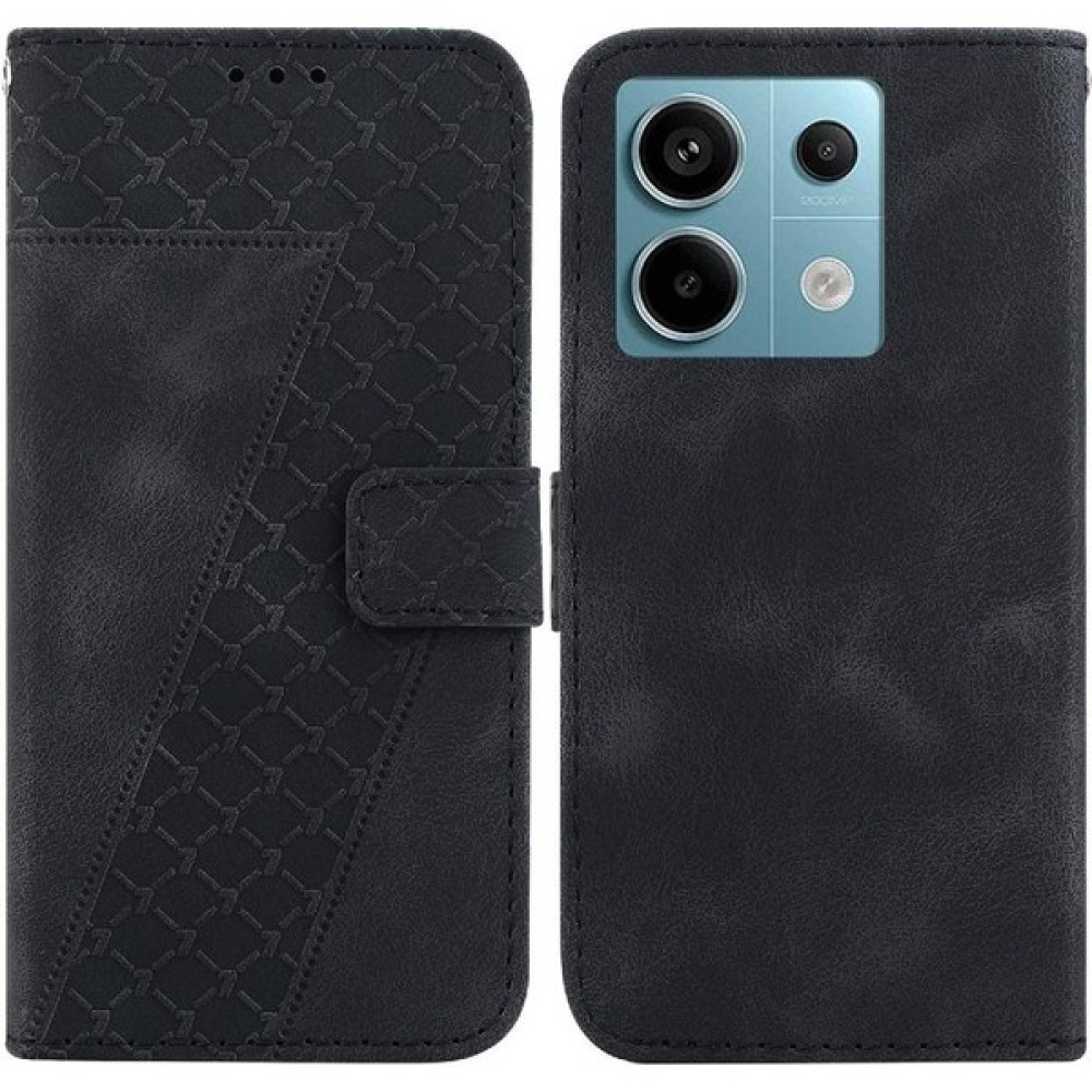 Telefon Kılıfı Için Xiaomi Redmi Not 13 Pro 5g Kabartmalı Desen Pu Deri (Yurt Dışından) - Siyah - Redmi Note 13 Pro 5G Cep Telefonu Kılıfı Fiyatı