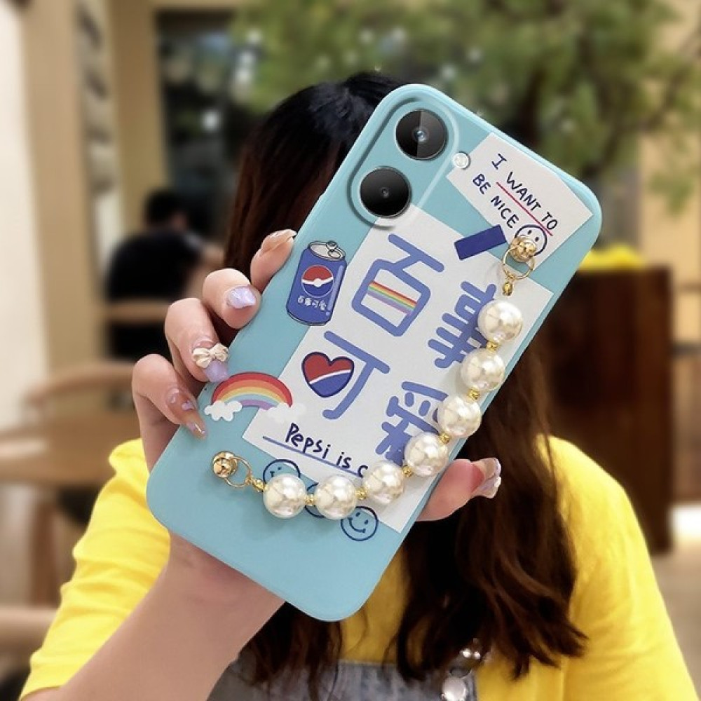 Telefon Kılıfı Oppo Realme 10 4g Zincirli Tam Kapaklı Telefon Kılıfı (Yurt Dışından) - Mavi Cep Telefonu Kılıfı Fiyatı