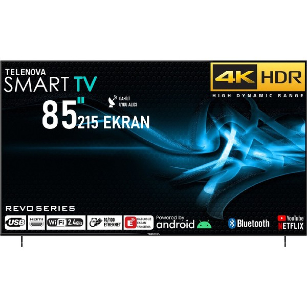 Telenova 85FS1304 85" 215 Ekran 4K UHD Android Smart LED TV Televizyonlar Fiyatı