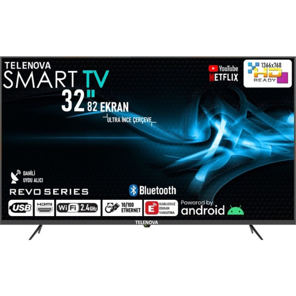 Telenova Revo32 32" 82 Ekran Uydu Alıcılı HD Android Smart LED TV Televizyonlar Fiyatı