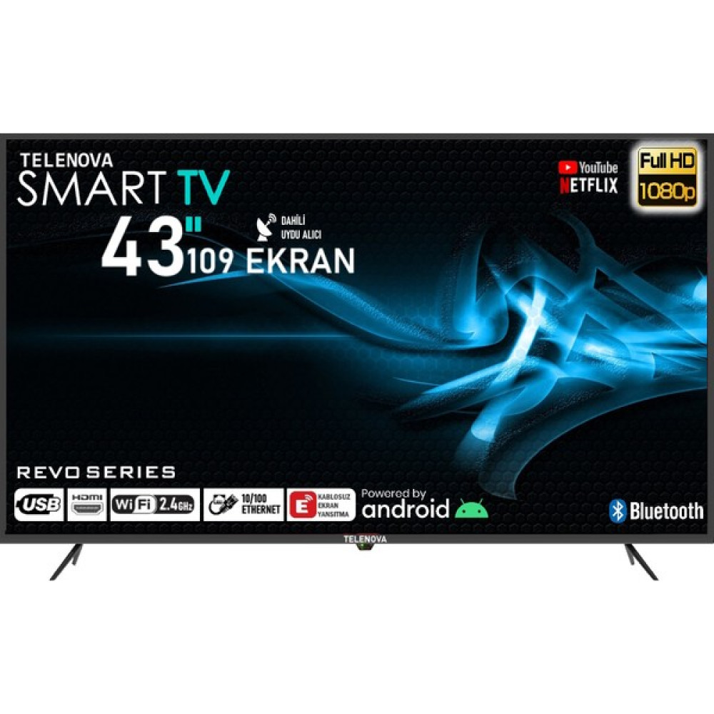 Telenova Revo43 43" 109 Ekran Uydu Alıcılı Full HD Android Smart LED TV Televizyonlar Fiyatı