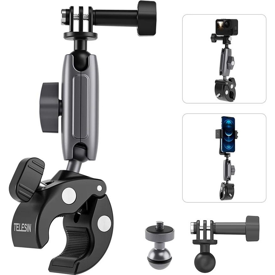 Telesın Alüminyum Alaşımlı Açılı Handlebar Mount ( Gopro HERO11 Black / HERO10 Black / Hero9 Black / Hero8 / INSTA360 / Sjcam / Osmo Action ) Aksiyon Kamera Aksesuarları Fiyatı