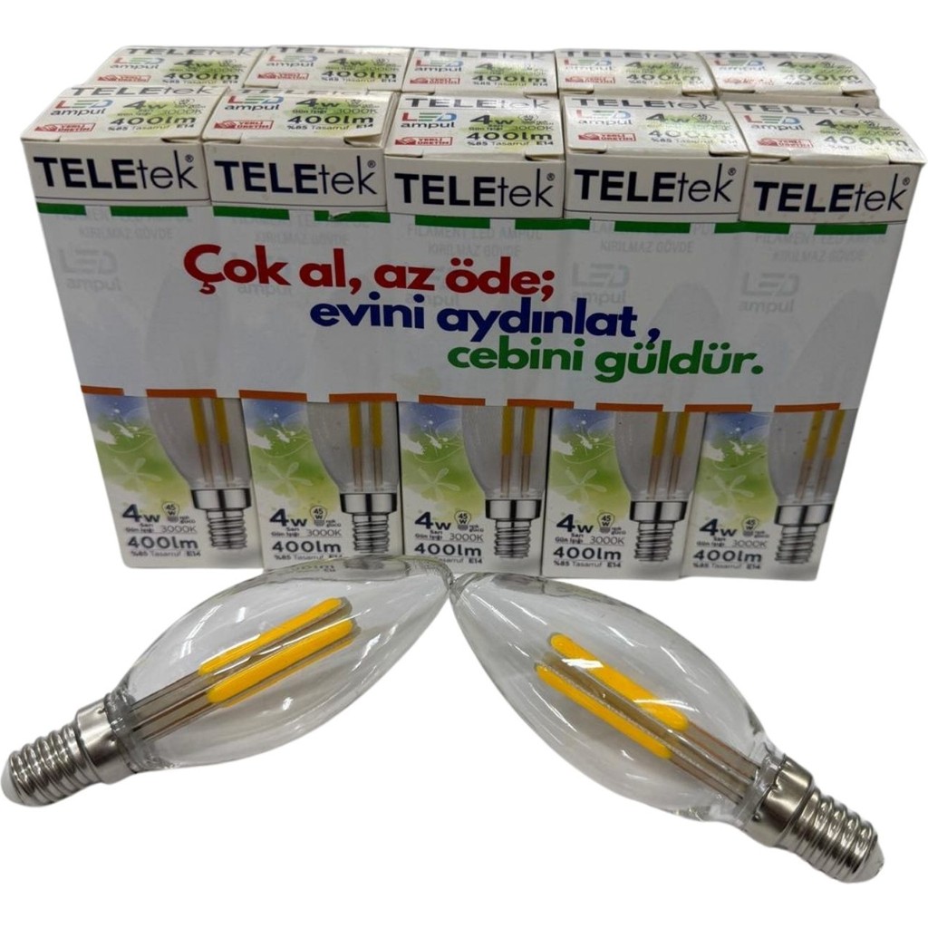 Teletek E14 Duy Filament LED Ampul 4W - 10'lu Avantaj Paketi - 3000K Günışığı - 1 - 10 W - Gün Işığı Giyim & İç Giyim Fiyatı