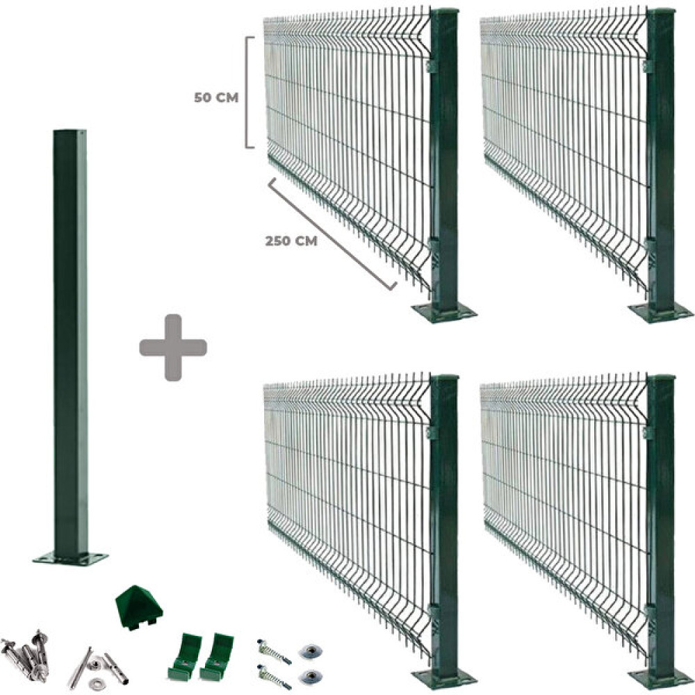 Telfence 4 'lü Panel Çit Takım 50X250 cm Çift Telli + 1 Direk Avantaj Paketi (10 Metre) - Yeşil Bahçe Çiti Fiyatı