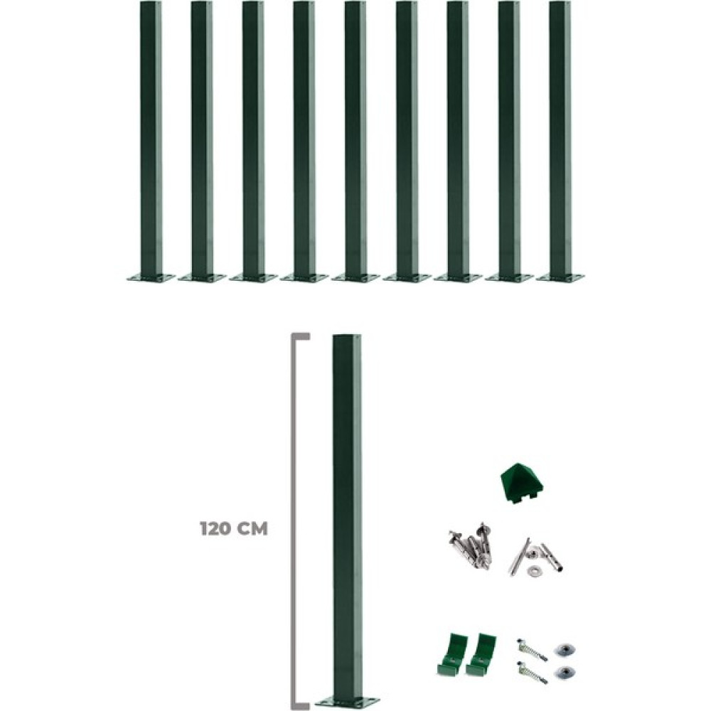 Telfence Panel Çit Direği 120 cm Aksesuarlı (10 Adet) - Yeşil Bahçe Çiti Fiyatı
