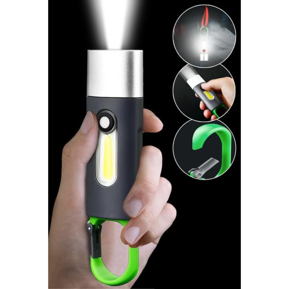 Telvesse 4 Modlu Şarjlı El Feneri Cob LED USB Kamp Outdoor Avcılık Lambası Kancalı 400 Lümen 3W El Feneri Fiyatı