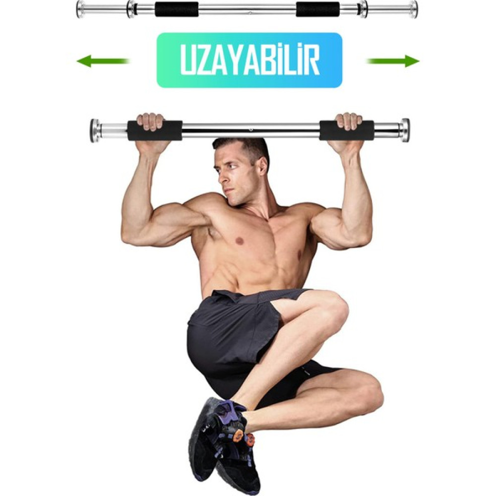 Telvesse Kapı Barfiksi Süngerli Krom Koridor Barfix Aleti Demiri Şınav Çubuğu Chin Up Pull Up Demiri 80-130CM Kondisyon Aletleri Fiyatı
