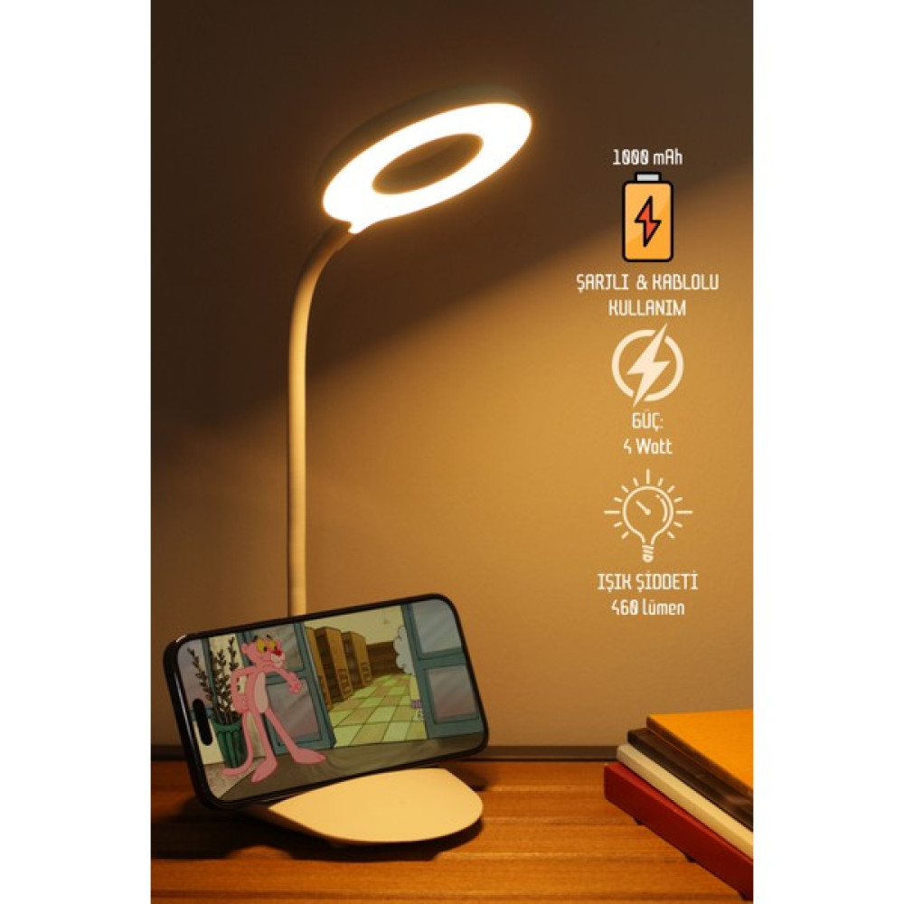 Telvesse Masa Lambası Dokunmatik 3 Renk 24 LED Telefon Standlı Kademeli Çalışma Okuma Işığı Gece Lambası 10W - Beyaz Masa Lambası Fiyatı