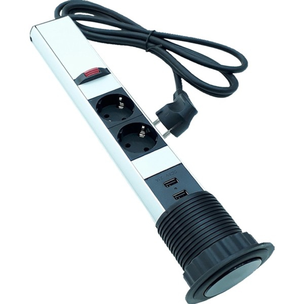 Tem Bas Aç Tezgah Masa Gizli Priz 2 Usb 2 220V Pop Up - Gri Prizler Fiyatı
