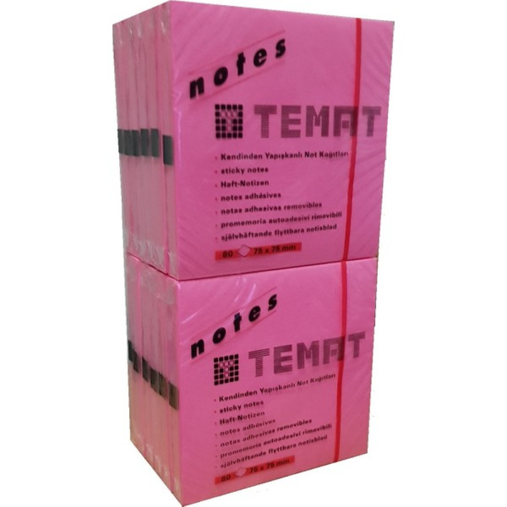 Temat Kendinden Yapışkanlı Not Kağıdı 80 Sayfa 75 x 75 mm 12'li Pembe Oto Boyaları Fiyatı