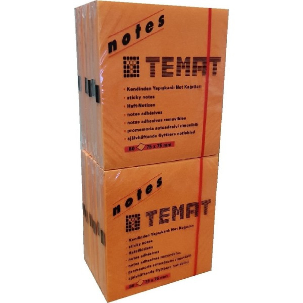 Temat Kendinden Yapışkanlı Not Kağıdı 80 Sayfa 75 x 75 mm 12'li Turuncu Oto Boyaları Fiyatı