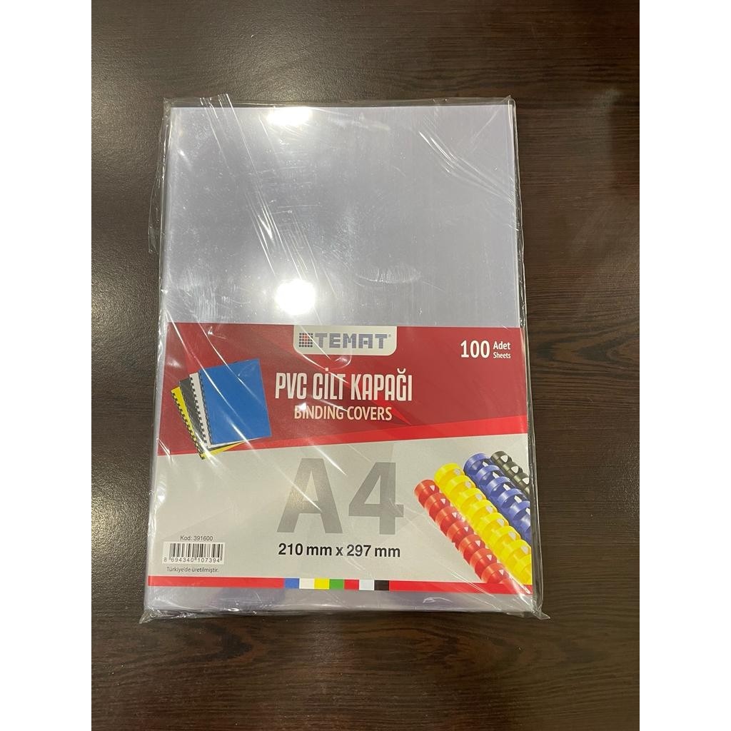 Temat Pvc A4 Cilt Kapağı 210 mm x 297 mm 100'lü Paket Şeffaf Diğer Fiyatı