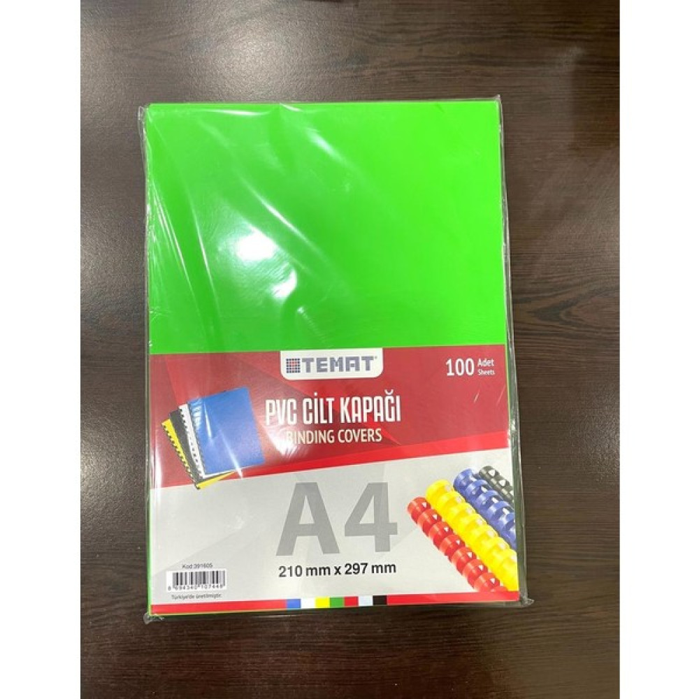 Temat Pvc A4 Cilt Kapağı 210 mm x 297 mm 100'lü Paket Yeşil Oto Boyaları Fiyatı