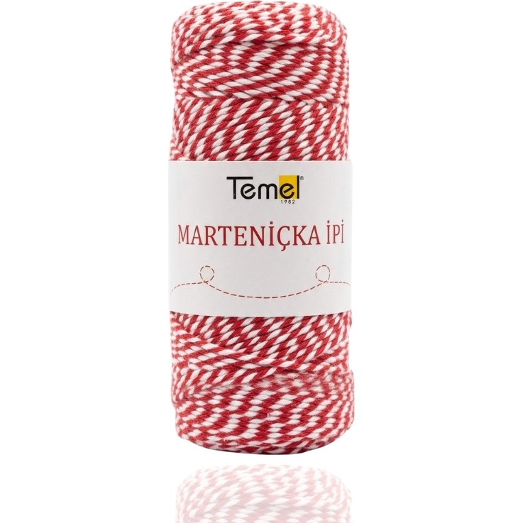 Temel Marteniçka Ipi Kırmızı Beyaz, 200 Metre 2 Mm, Bileklik ve Hediye Paketleme Için Dekoratif Ip Diğer Fiyatı