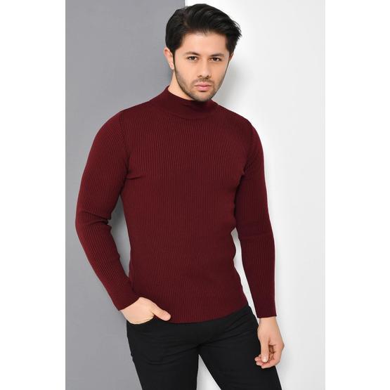 Tena Erkek Bordo Yarım Balıkçı Yaka Basic Triko Kazak
