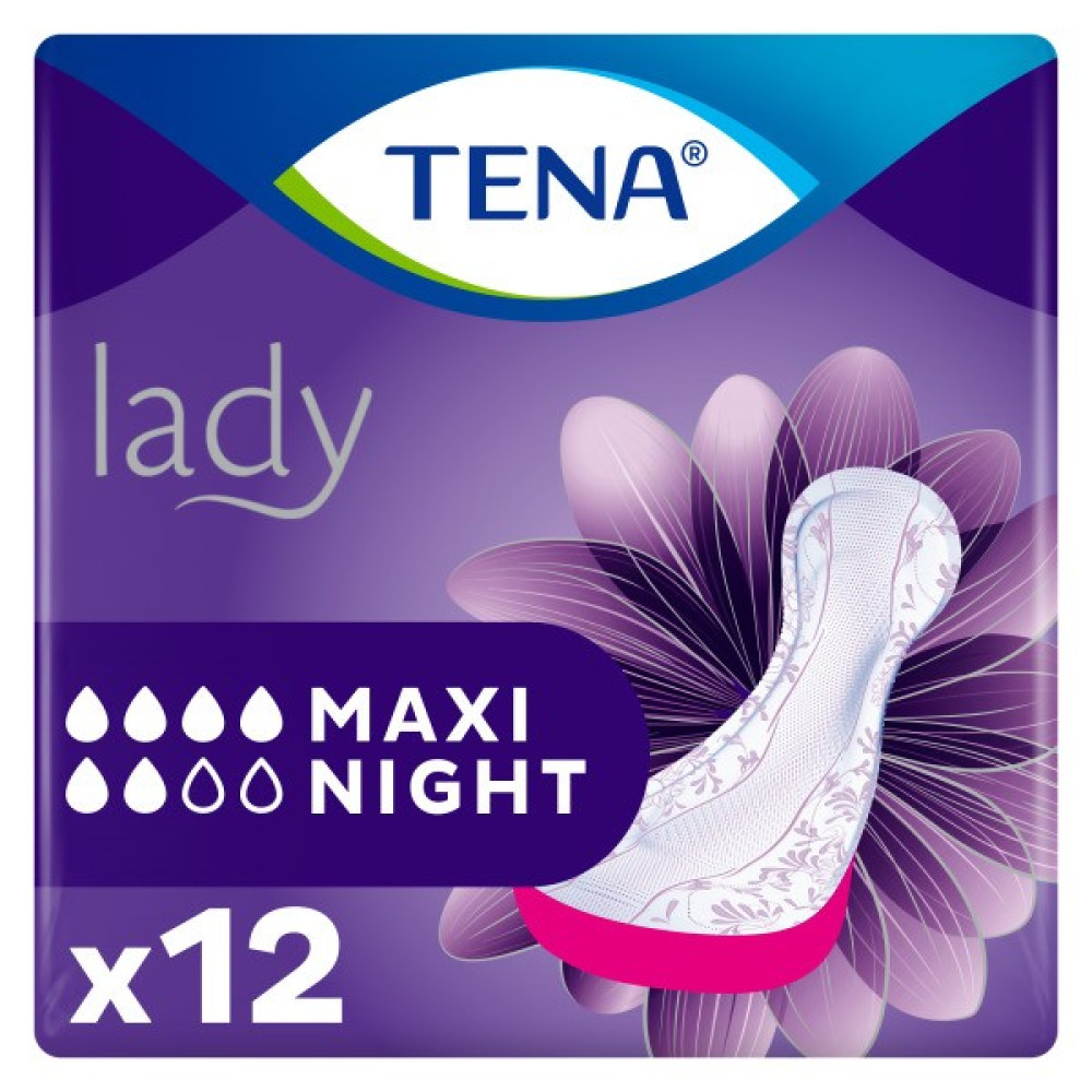 Tena Lady Maxi Night, Kadın Gece Mesane Pedi, 6 Damla, 12'li Paket Hasta Bezleri ve Temizliği Fiyatı