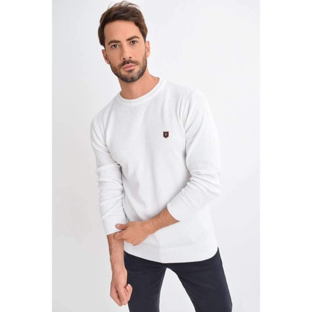 Tena Moda Erkek Beyaz Bisiklet Yaka Basic Triko Kazak 9KETRWE5000 Erkek Kazak & Süveter & Triko Fiyatı