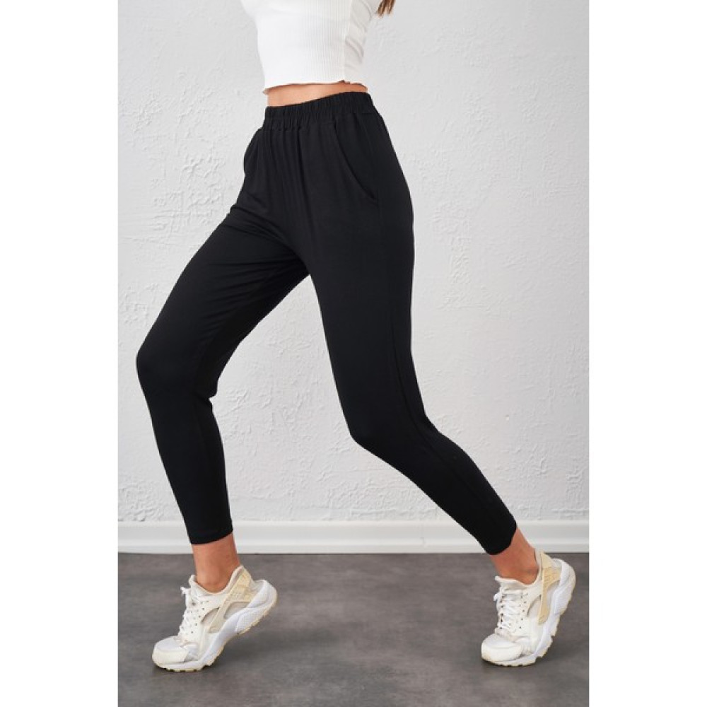 Tena Moda Kadın Siyah Havuç Paça Viskon Pantolon Bayan Jeans / Kot Pantolon Fiyatı