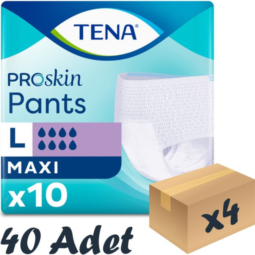 Tena Proskin Pants Maxi Emici Külot, Büyük Boy (L),8 Damla, 10'Lu 4 Paket 40 Adet - L Hasta Bezleri ve Temizliği Fiyatı