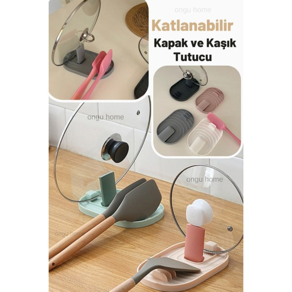Tencere Kapak Tutucu ve Kaşıklık Tencere Kapağı Standı Kaşık Kepçe Altlığı Katlanabilir Düzenleyici Mutfak Gereçleri Fiyatı