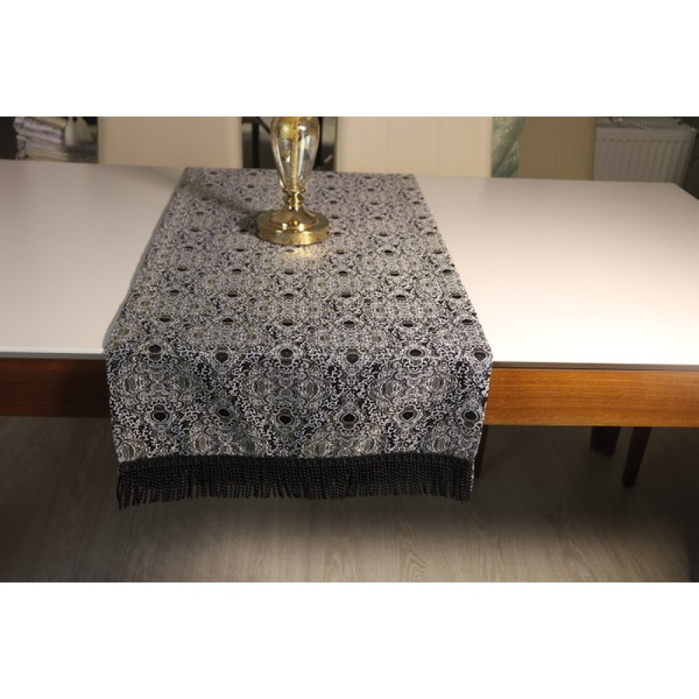 Tende Tekstil 40x140 cm Simli Brokar Runner - 40 x 140 cm - Gri Masa Örtüsü Fiyatı