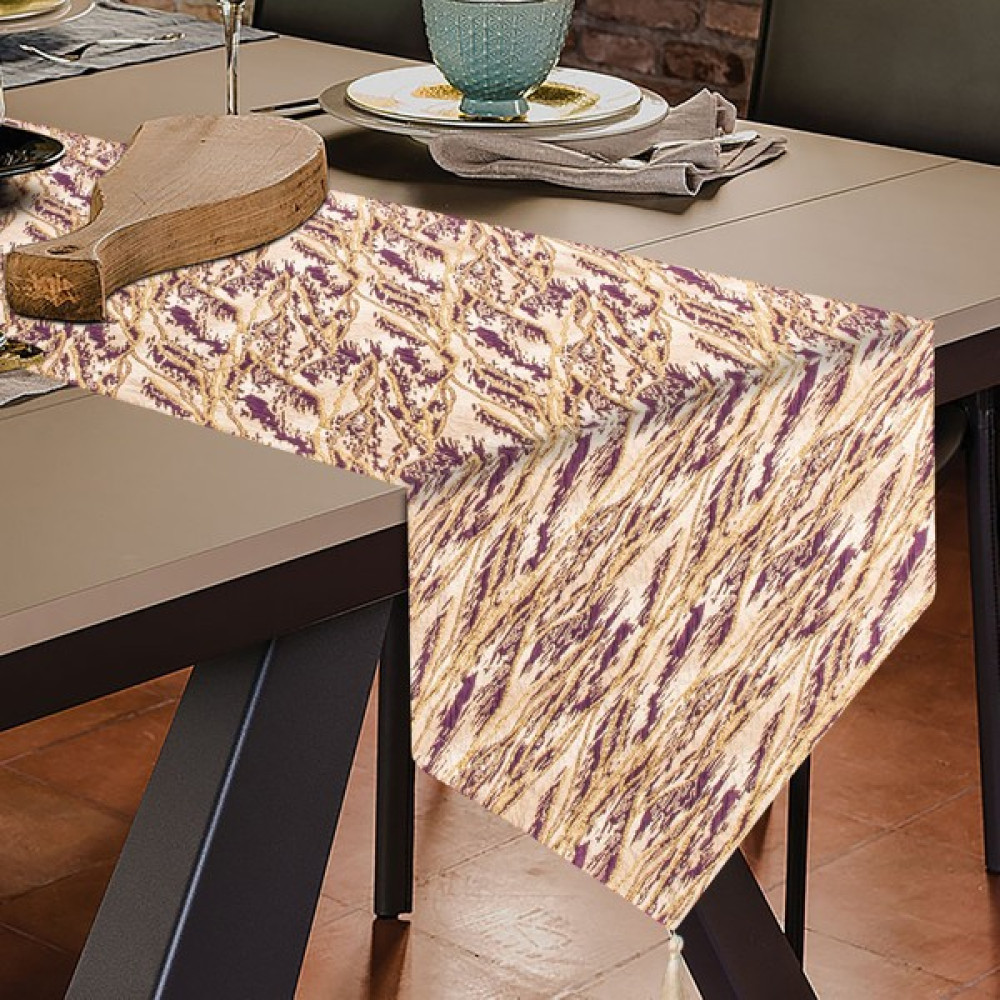 Tende Tekstil Antik Runner - 40 x 140 cm - Mor Masa Örtüsü Fiyatı