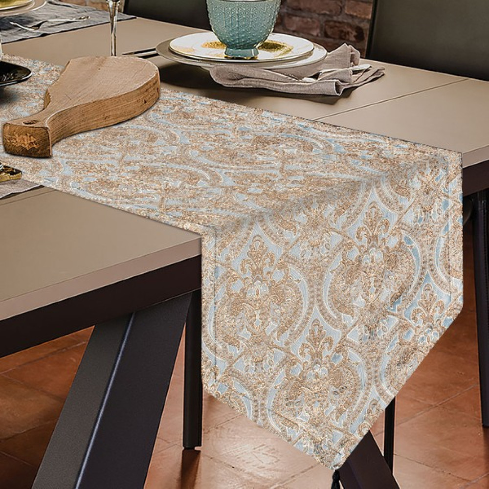 Tende Tekstil Osmanlı Runner - 40 x 140 cm - Antrasit Masa Örtüsü Fiyatı