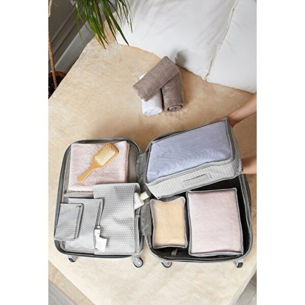 Tengiz Home Bavul Seyahat Çantası Çanta Içi Düzenleyici Hurç Organizer 6 Lı Set Puantiyeli - 6'lı - Açık Gri Eşya Saklama / Düzenleme Fiyatı