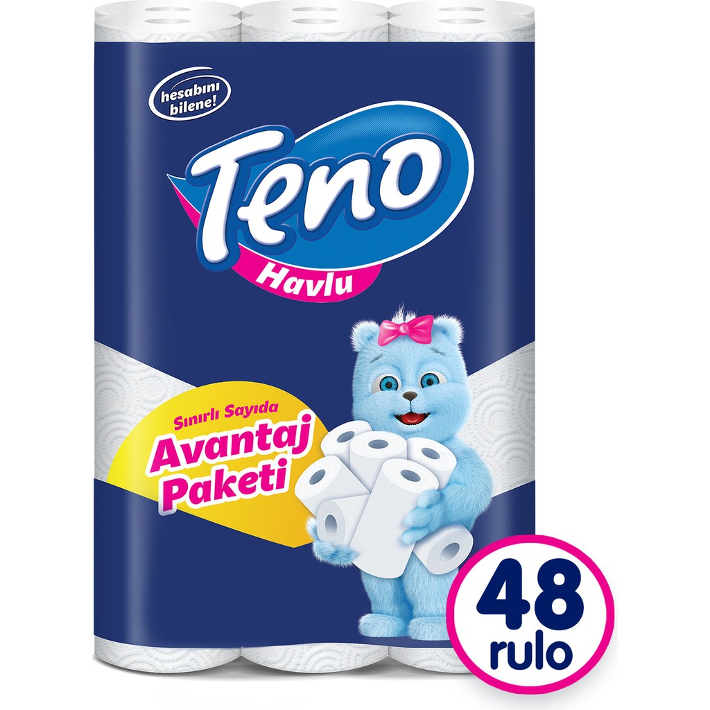 Teno Avantaj Paket 48 Rulo Kağıt Havlu Kokusuz 2 Katlı Dayanıklı ve Ultra Emici Evcil Hayvan Ürünleri Fiyatı
