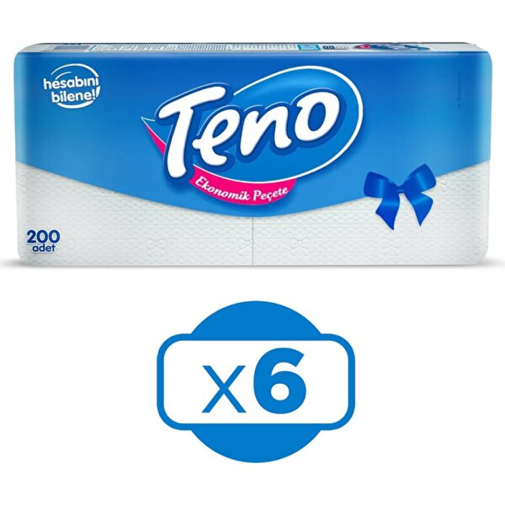 Teno Peçete 200 Lü x 6 Adet - Beyaz Peçete Fiyatı